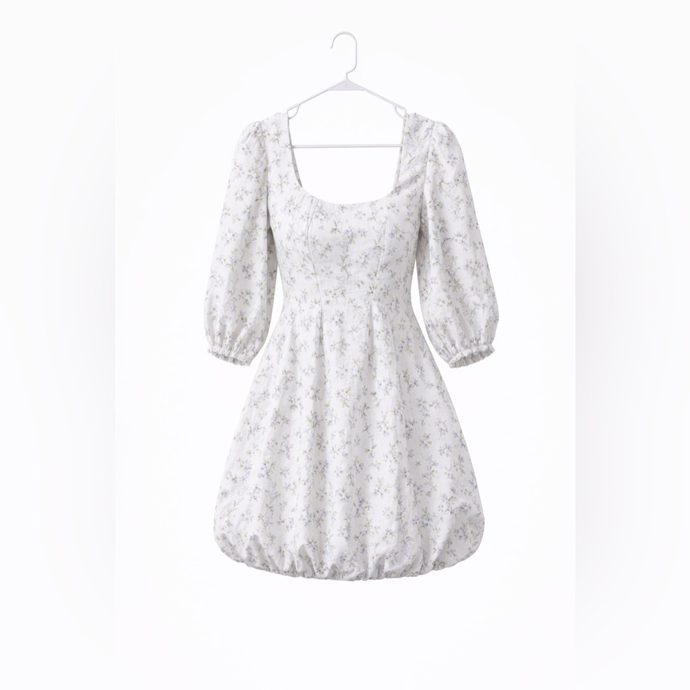 Brock Collection x H&M white floral lyocell-blend mini balloon dress. Medium. - Picture 2 of 6